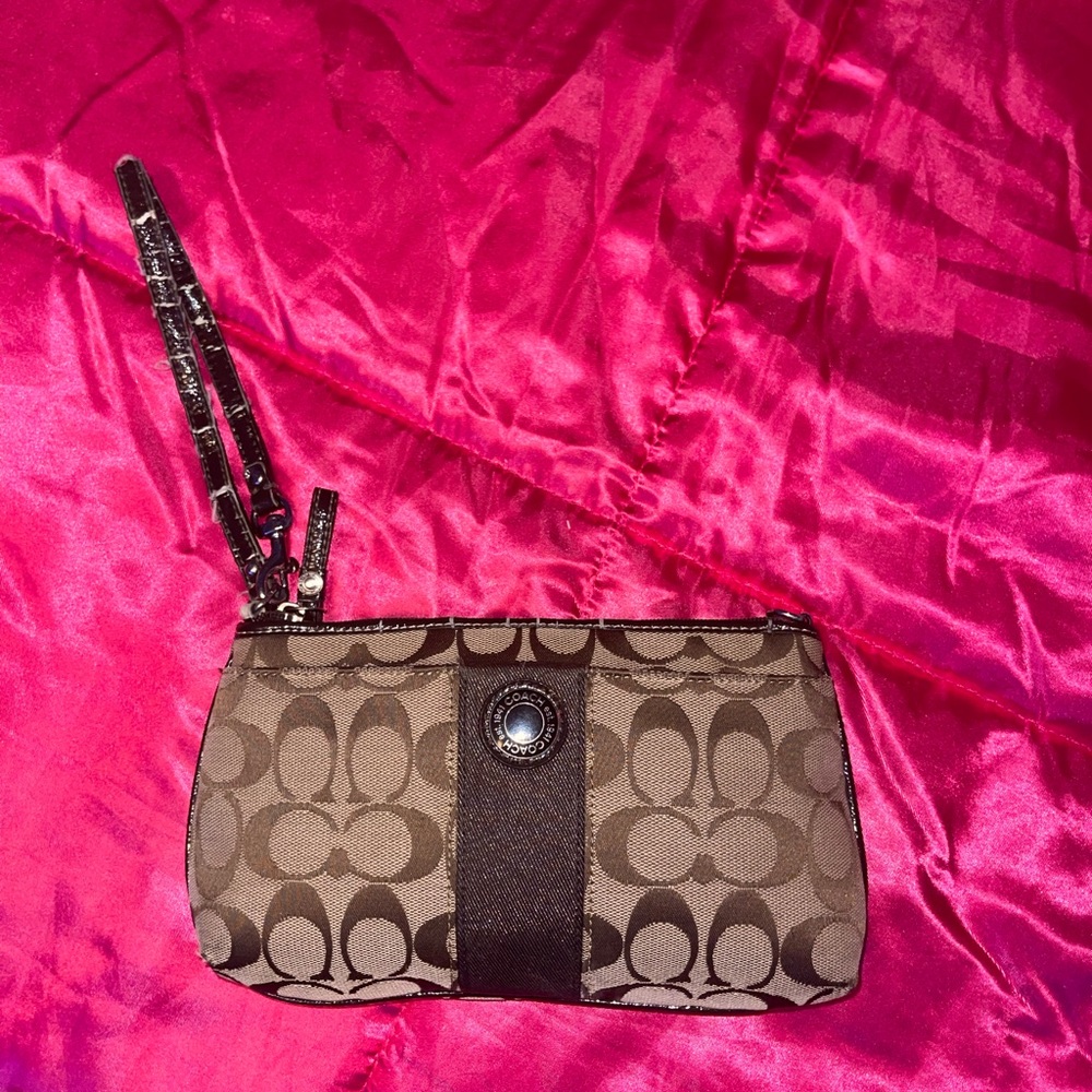 Coach Brown and Black Wristlet
